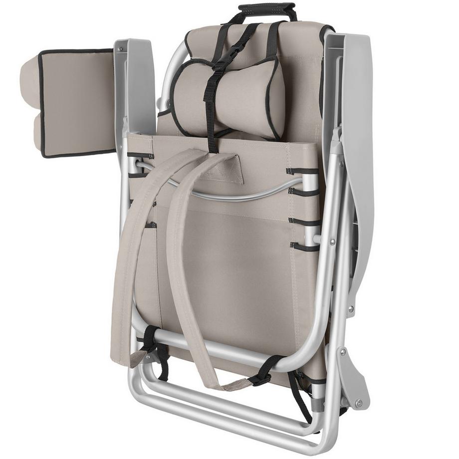 Tectake Strandstuhl Aluminium klappbar mit Rucksackfunktion, wasserabweisender Polyesterbezug, 63x62x78cm  