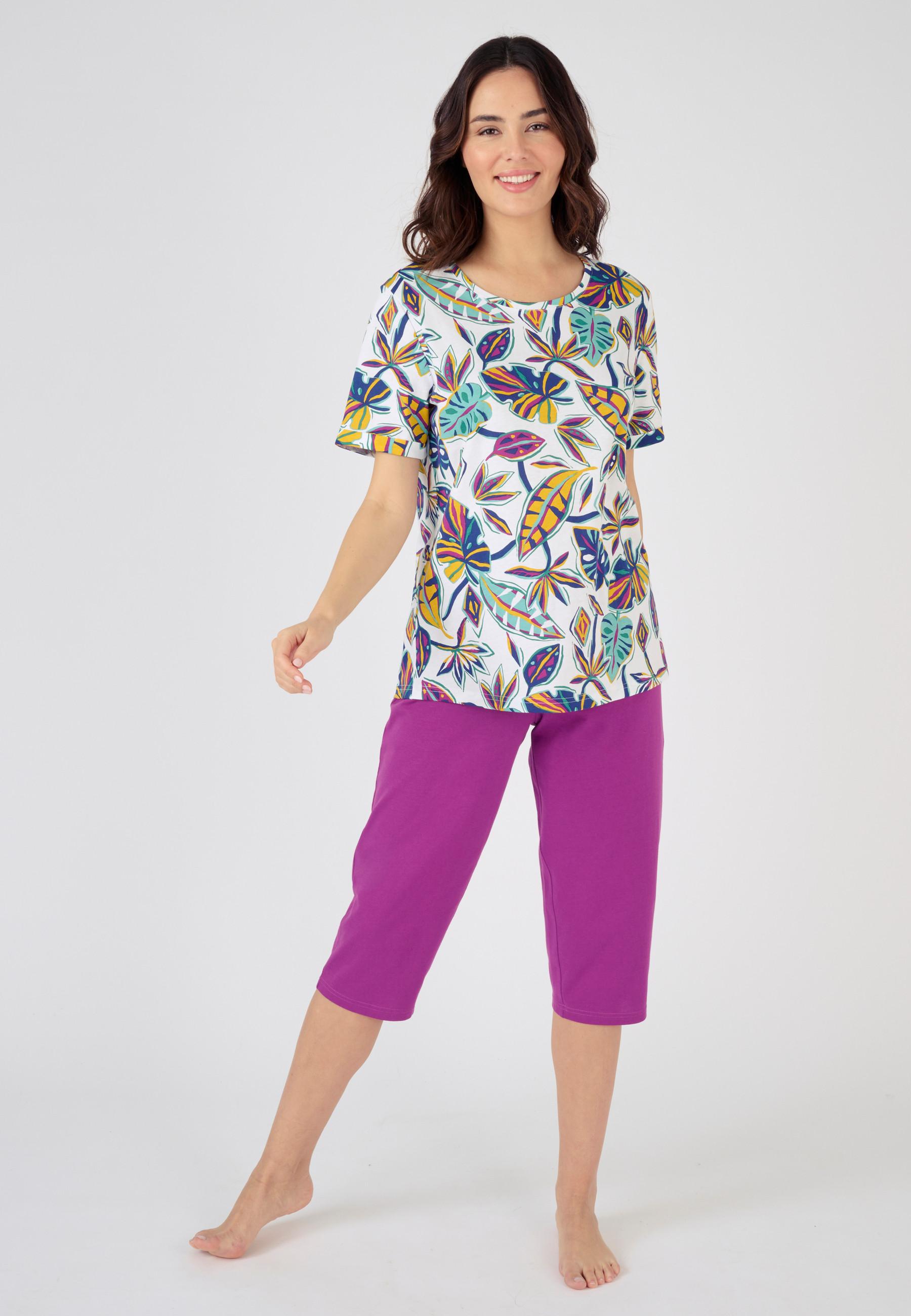 Image of Pyjama-t-shirt Mit Kurzen Ärmeln Aus Reiner Gekämmter Baumwolle Unisex Multicolor 42/44