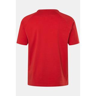 JP1880  T-shirt manches courtes raglan, col rond et imprimé poitrine piment rouge 