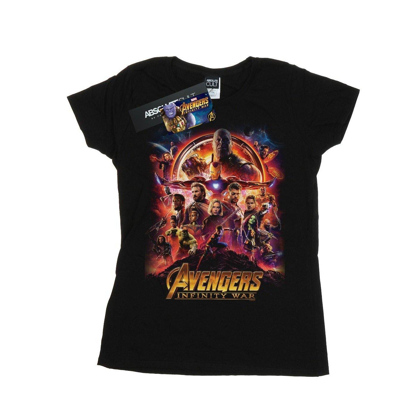 Image of Avengers Infinity War Movie Poster Tshirt Damen Schwarz XXL