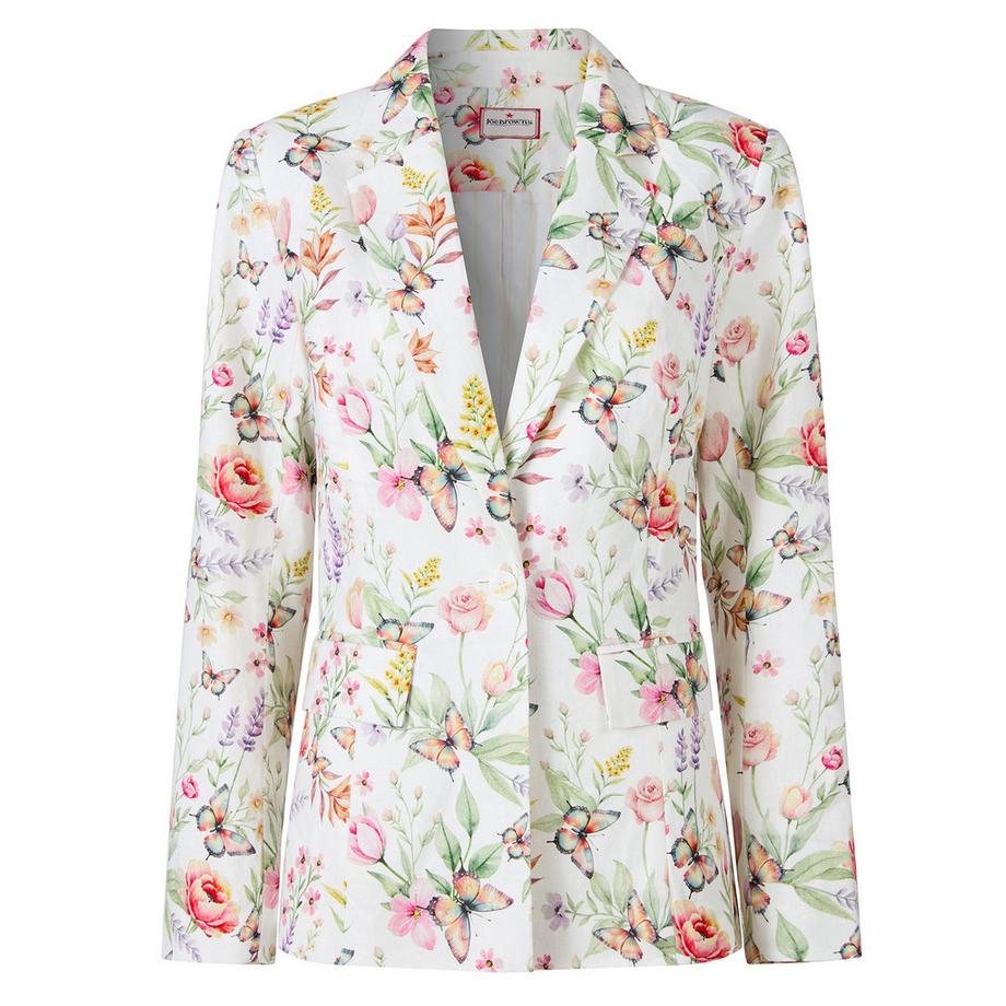 Joe Browns Giacca Misto Lino Stampa Farfalle Floreale  
