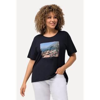 Ulla Popken  T-shirt oversize, imprimé plage, col rond et manches courtes 