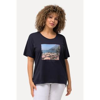 Ulla Popken  T-shirt oversize, imprimé plage, col rond et manches courtes 