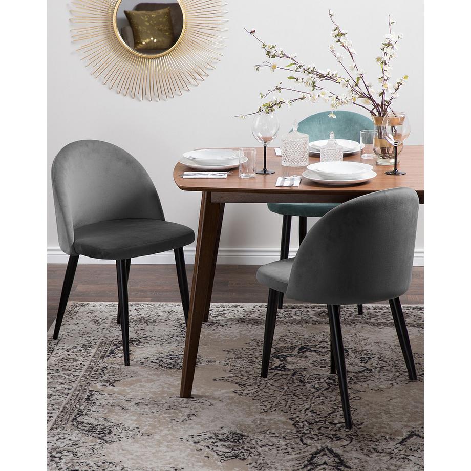 Beliani Lot de 2 chaises de salle à manger en Velours Rétro VISALIA  