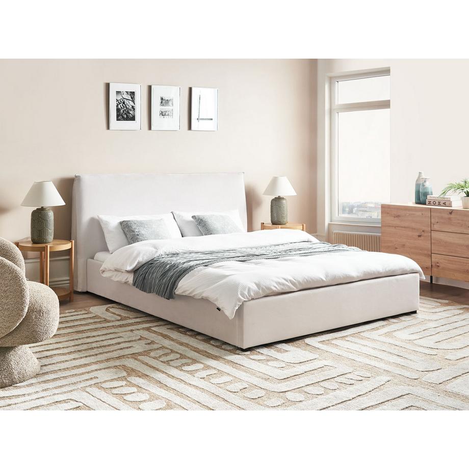 Beliani Lit avec sommier en Velours  LAVAUR  