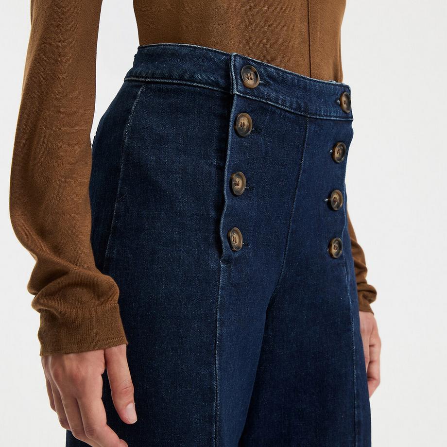 La Redoute Collections Weite High-Waist-Jeans mit Hosenklappe  