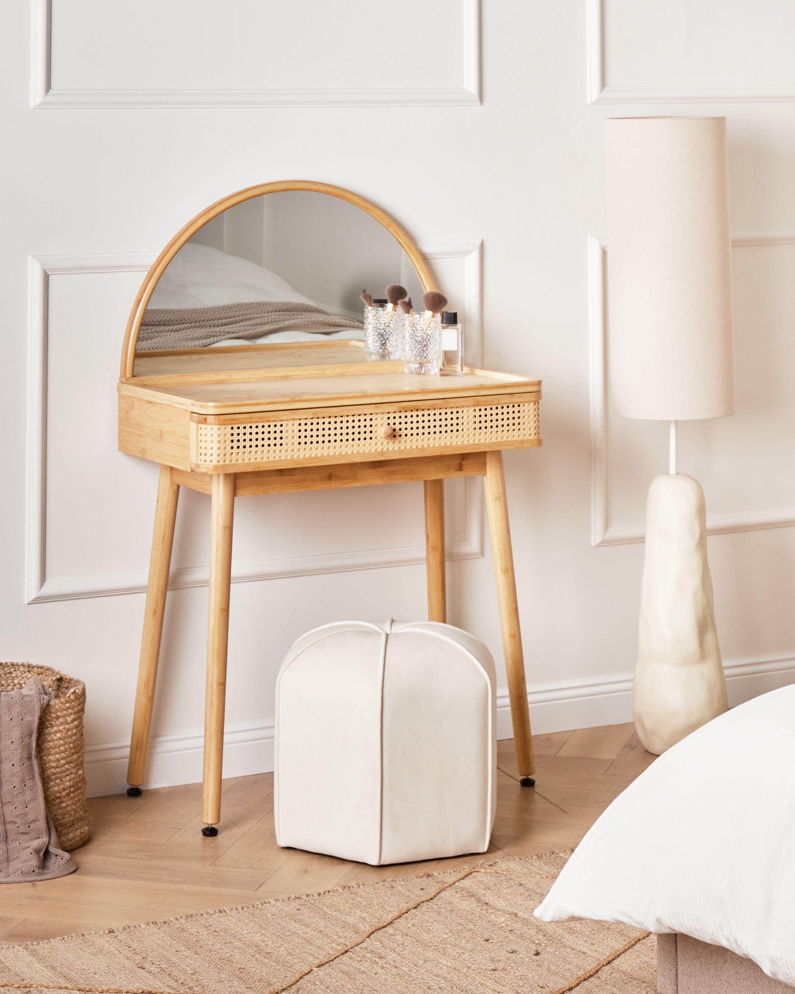 Beliani Tavolo da toeletta con specchio en Legno di bambù Boho RANCHERIA  