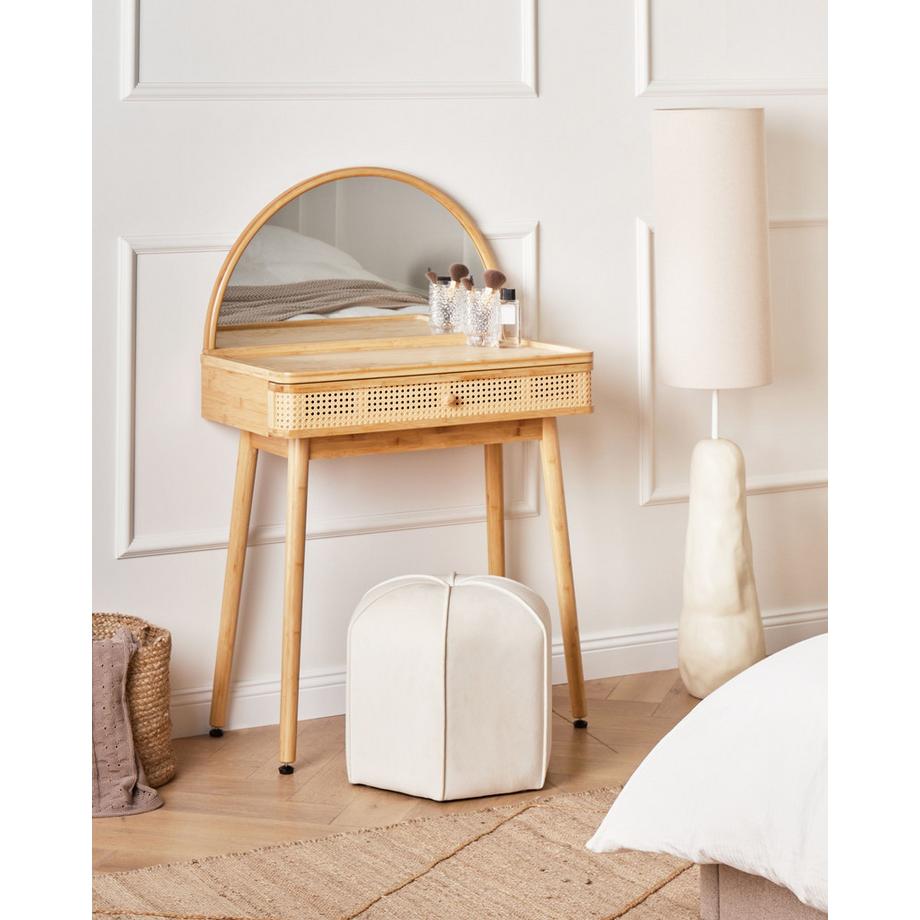 Beliani Coiffeuse avec miroir en Bambou Scandinave RANCHERIA  
