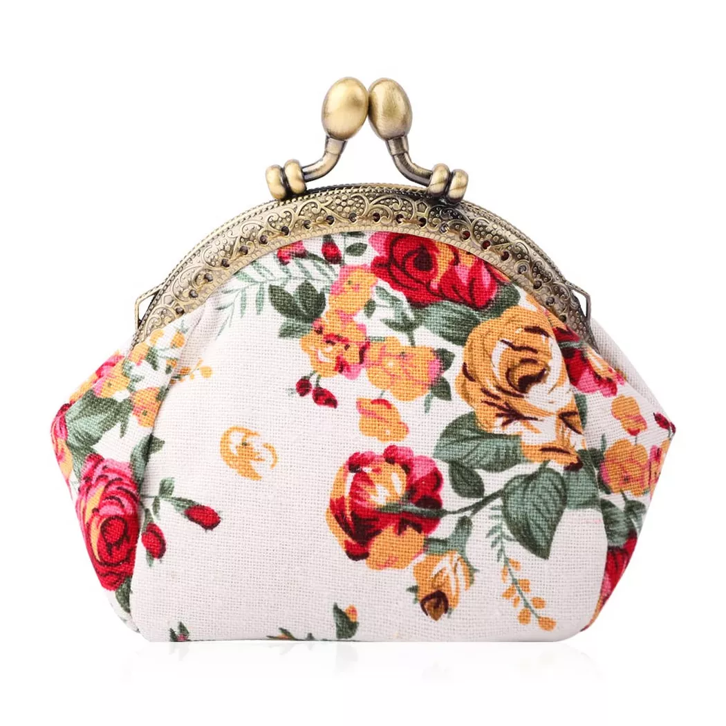 Only-bags.store - Floral Münzgeldbörse Münzgeldbörse Retro Tasche, für Damen, Offwhite, Größe Onesize