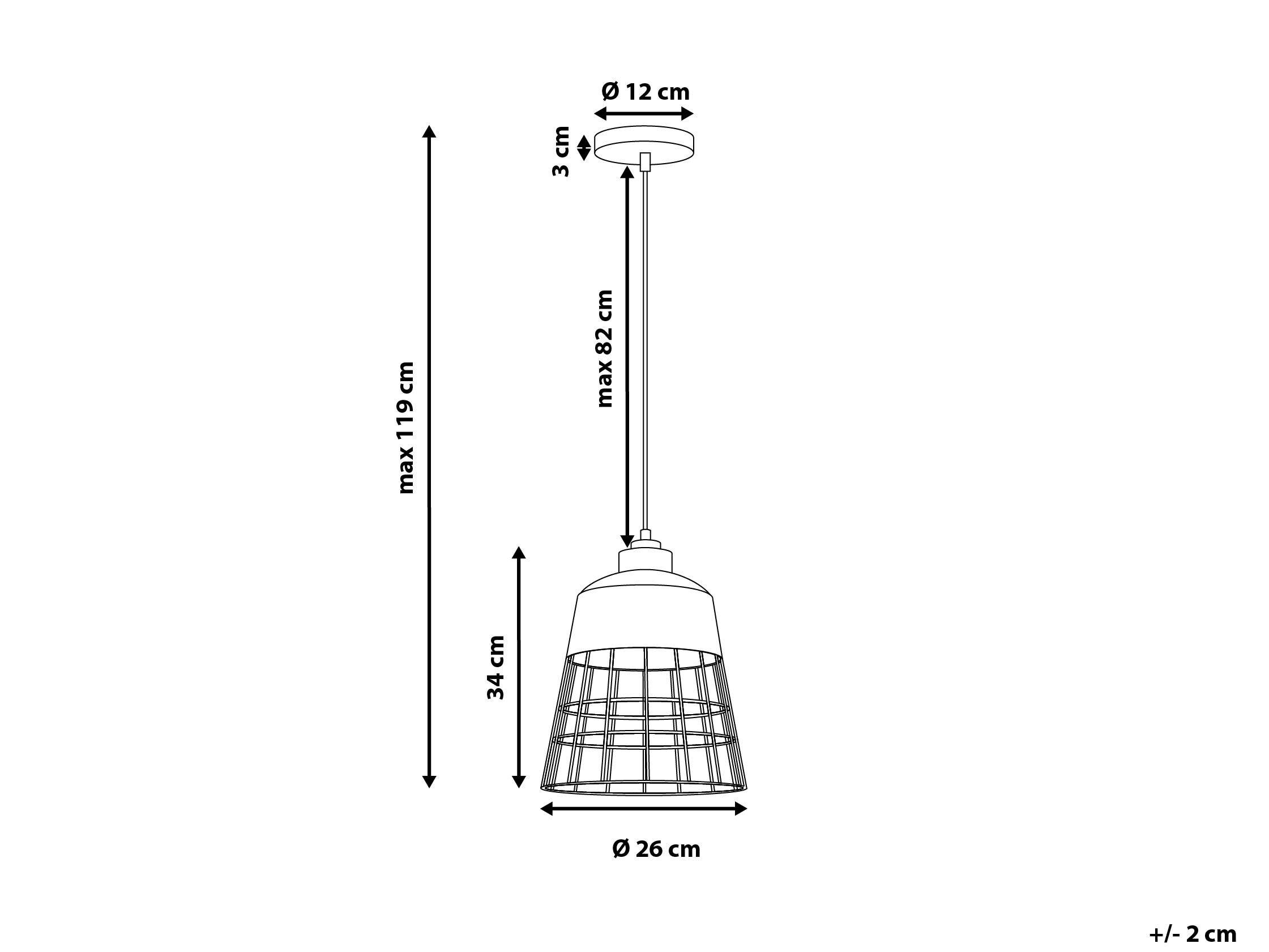 Beliani Lampe suspension en Métal Industriel MONTE  