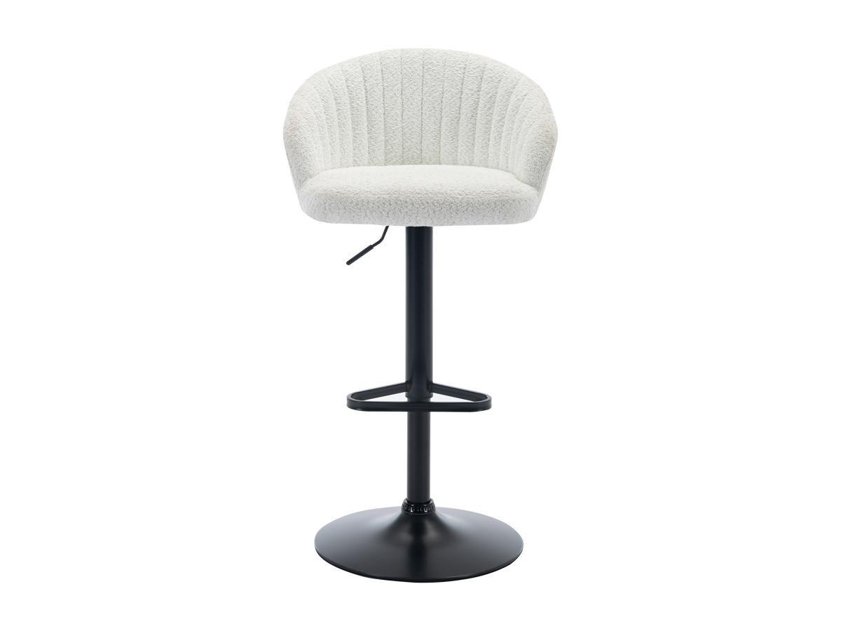 Vente-unique Lot de 2 tabourets de bar en tissu bouclette et métal - Hauteur réglable - Blanc - DORALIZ  