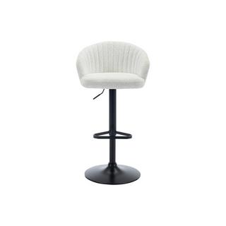 Vente-unique Lot de 2 tabourets de bar en tissu bouclette et métal - Hauteur réglable - Blanc - DORALIZ  