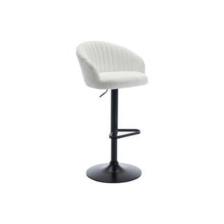 Vente-unique Lot de 2 tabourets de bar en tissu bouclette et métal - Hauteur réglable - Blanc - DORALIZ  