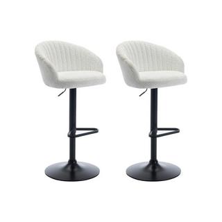 Vente-unique Lot de 2 tabourets de bar en tissu bouclette et métal - Hauteur réglable - Blanc - DORALIZ  