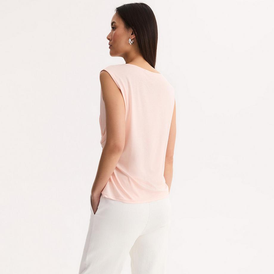 La Redoute Collections T-shirt drappeggiata senza maniche girocollo  