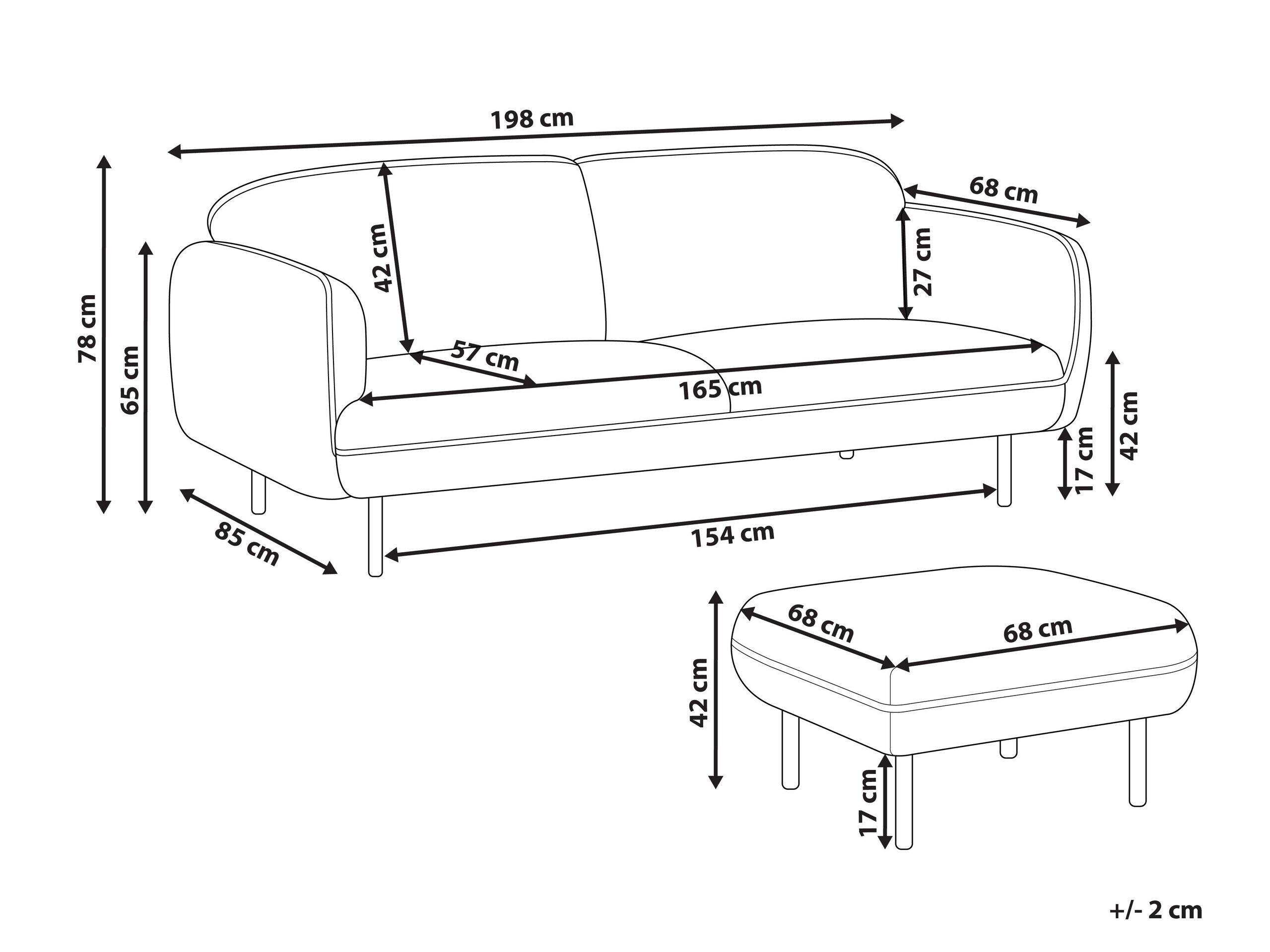 Beliani Sofa mit Ottomane aus Polyester Glamourös TONSBERG  