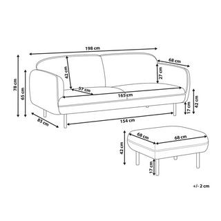 Beliani Sofa mit Ottomane aus Polyester Glamourös TONSBERG  