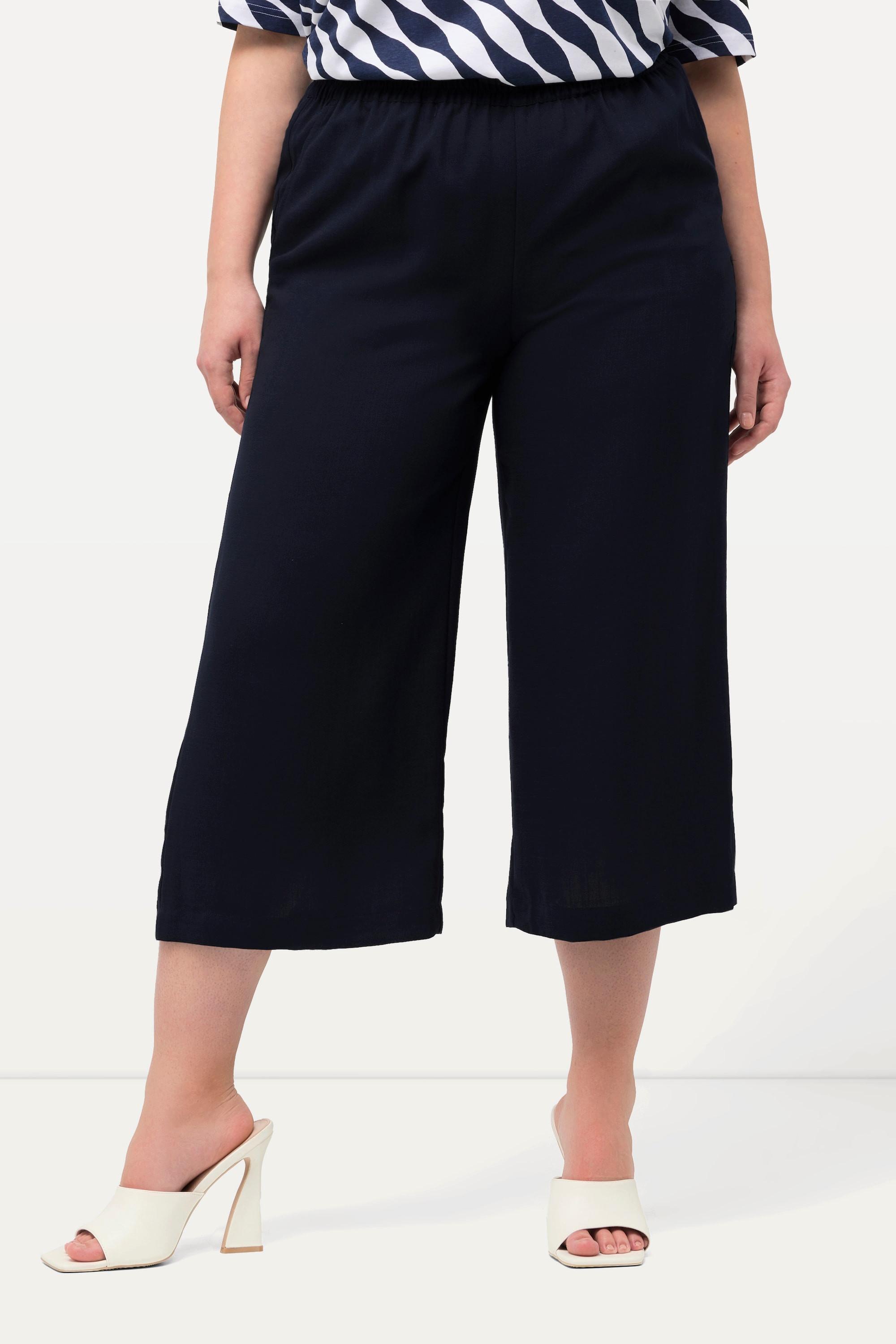 Ulla Popken  Culottes con taglio della gamba ampio e lungo fino al polpaccio e cintura elastica 