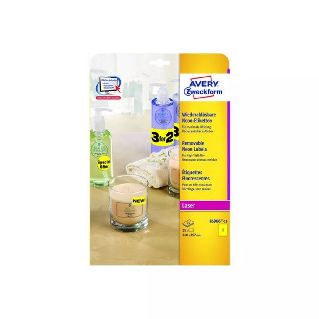 Avery-Zweckform – AVERY ZWECKFORM Etiketten 210x297mm, 25 Stk., One Size, Gelb Bunt