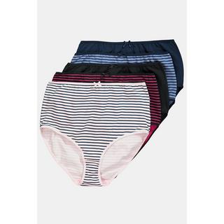 Ulla Popken  Maxislips, 5er-Pack, Ringel / einfarbig, High Waist 