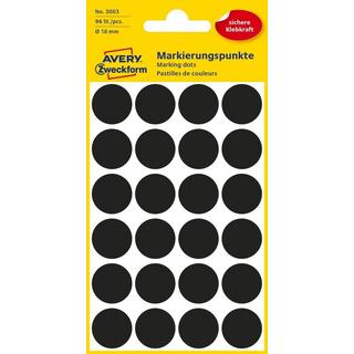 Avery-Zweckform AVERY ZWECKFORM Markierungspunkte schwarz 3003 96 Stück 18mm  