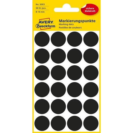 Avery-Zweckform AVERY ZWECKFORM Markierungspunkte schwarz 3003 96 Stück 18mm  