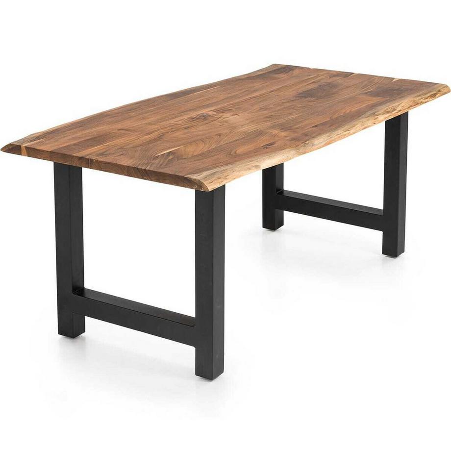 Tavolo da pranzo in acacia naturale con gamba a H 200x100