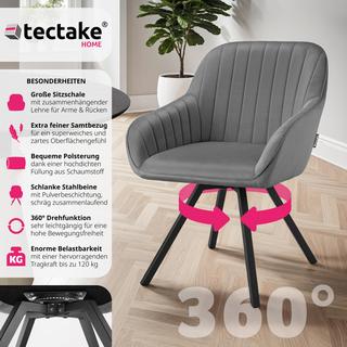 Tectake Chaise pivotante avec accoudoirs Snug en velours, rembourrée  