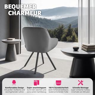 Tectake Chaise pivotante avec accoudoirs Snug en velours, rembourrée  