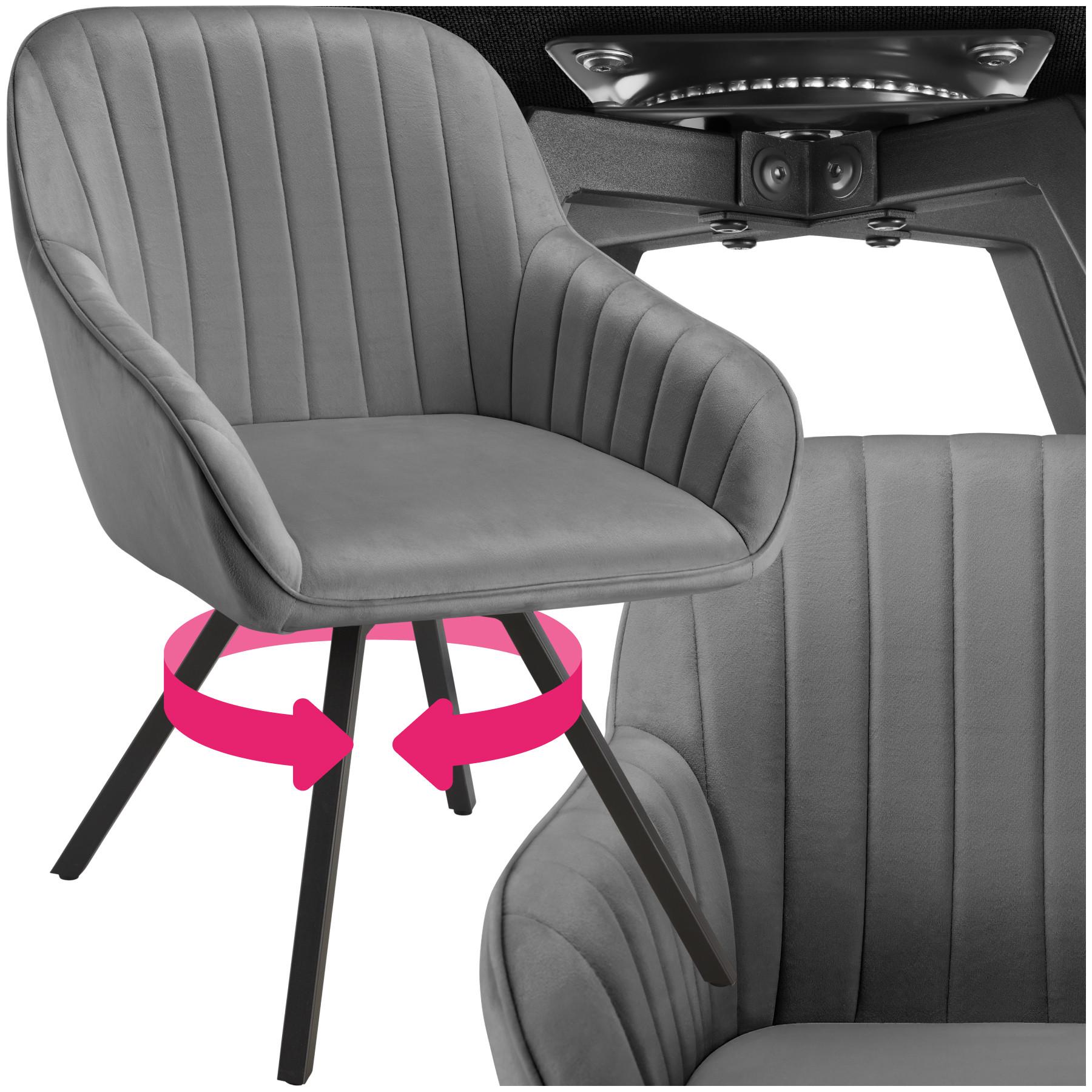 Tectake Chaise pivotante avec accoudoirs Snug en velours, rembourrée  