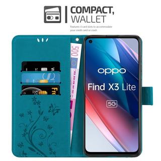 Cadorabo  Housse compatible avec Oppo FIND X3 LITE - Coque de protection au design floral avec fermeture magnétique, fonction de support et emplacements pour cartes 