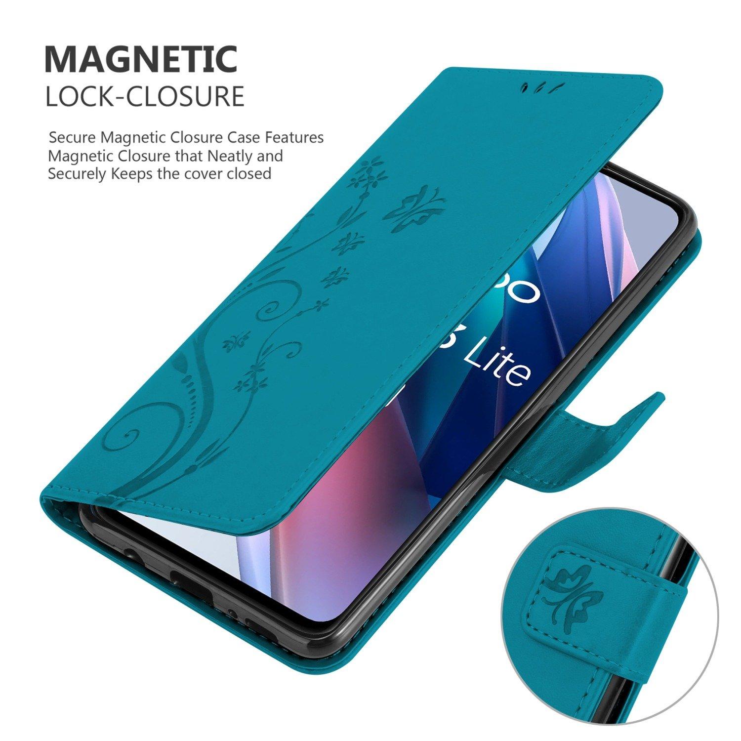 Cadorabo  Housse compatible avec Oppo FIND X3 LITE - Coque de protection au design floral avec fermeture magnétique, fonction de support et emplacements pour cartes 