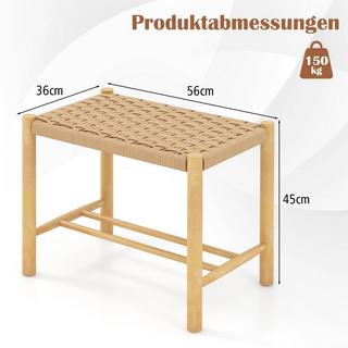 Northix Esszimmerhocker-Set Rahmen aus Gummibaumholz & Sitz aus geflochtenem Papier 56 x 36 x 45 cm  