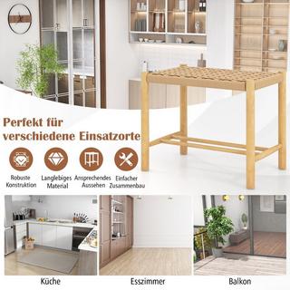 Northix Esszimmerhocker-Set Rahmen aus Gummibaumholz & Sitz aus geflochtenem Papier 56 x 36 x 45 cm  