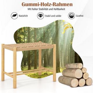 Northix Esszimmerhocker-Set Rahmen aus Gummibaumholz & Sitz aus geflochtenem Papier 56 x 36 x 45 cm  