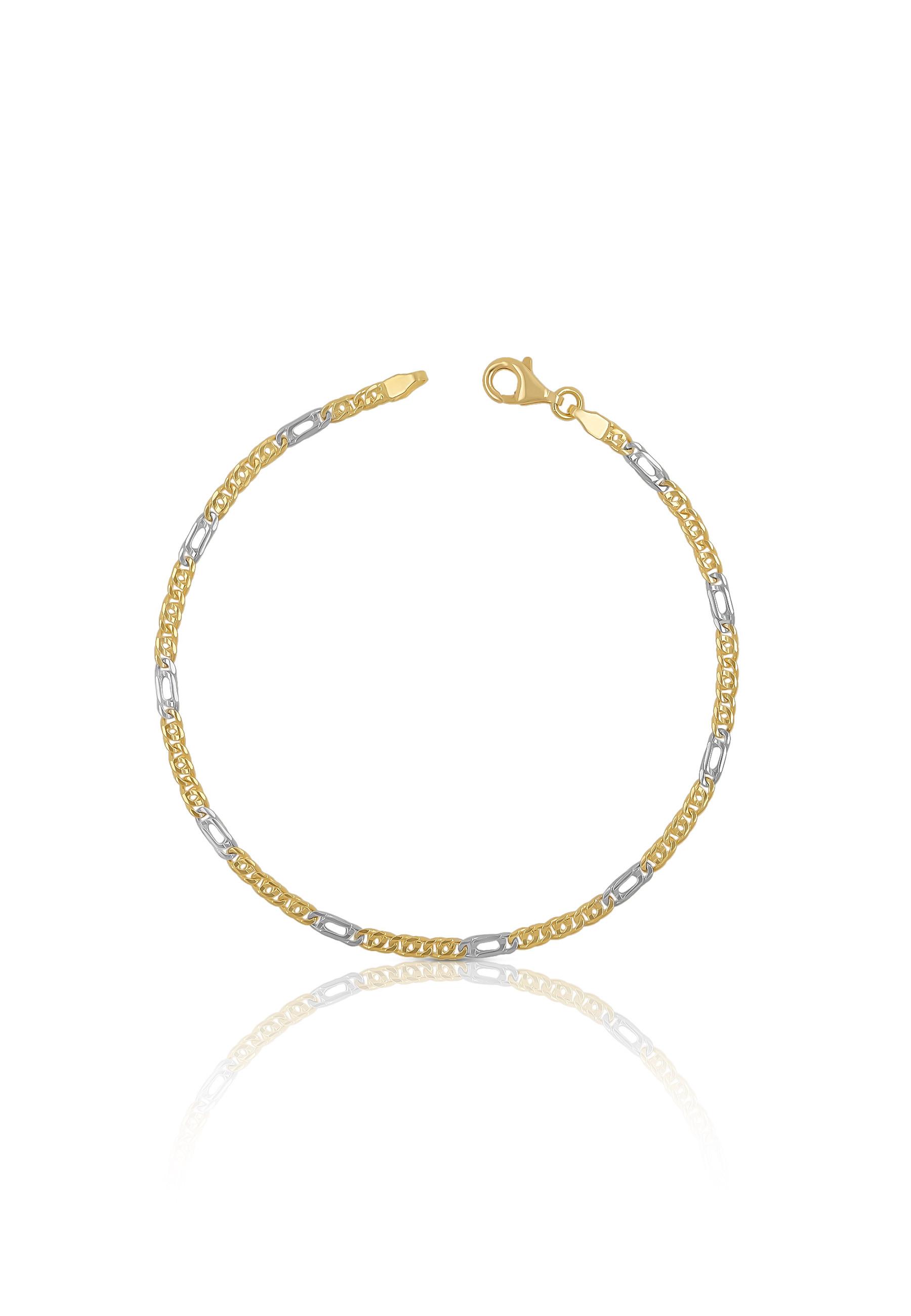 MUAU Schmuck  Bracelet fantasy bicolore or jaune/blanc 750, 2.5mm, 19cm 