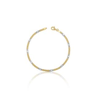 MUAU Schmuck  Bracelet fantasy bicolore or jaune/blanc 750, 2.5mm, 19cm 