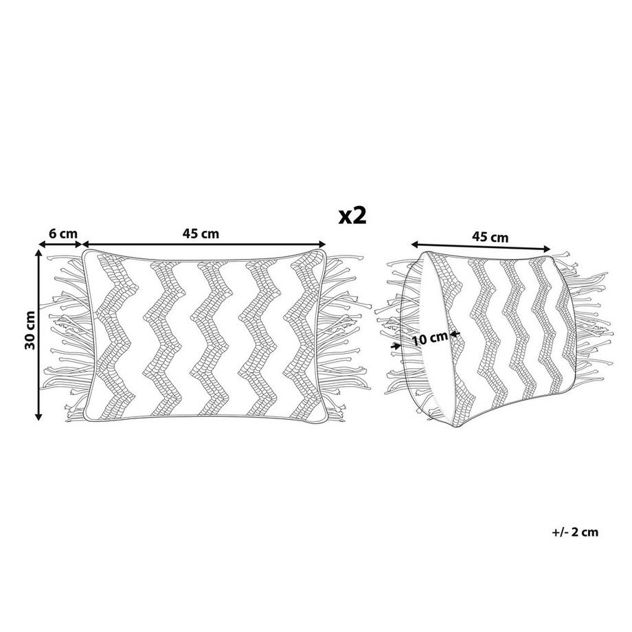 Beliani Lot de 2 coussins décoratifs en Coton  KIRIKKALE  