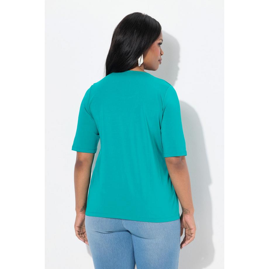 Ulla Popken T-shirt 2 en 1 Rayé Col Rond Manches Courtes  