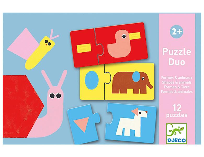 Djeco  Puzzle Duo Formen & Tiere (6x2) 