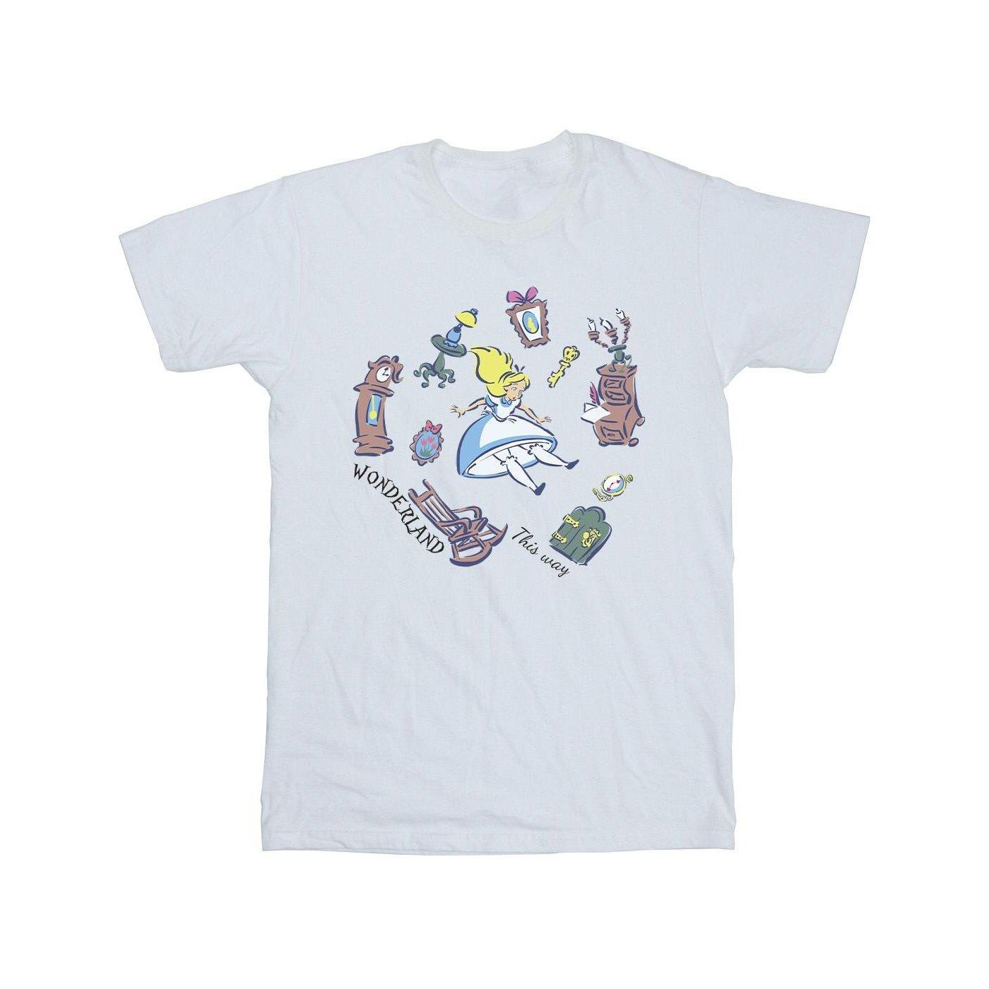Image of Alice In Wonderland Falling Tshirt Herren Weiss XXL