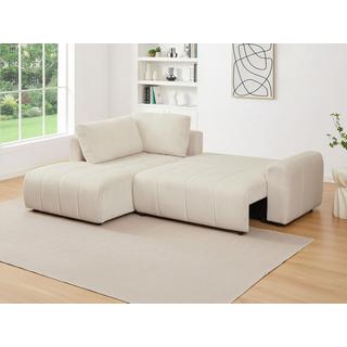 Vente-unique Ecksofa mit Schlaffunktion - Ecke links - Cord - Beige - RICIA  