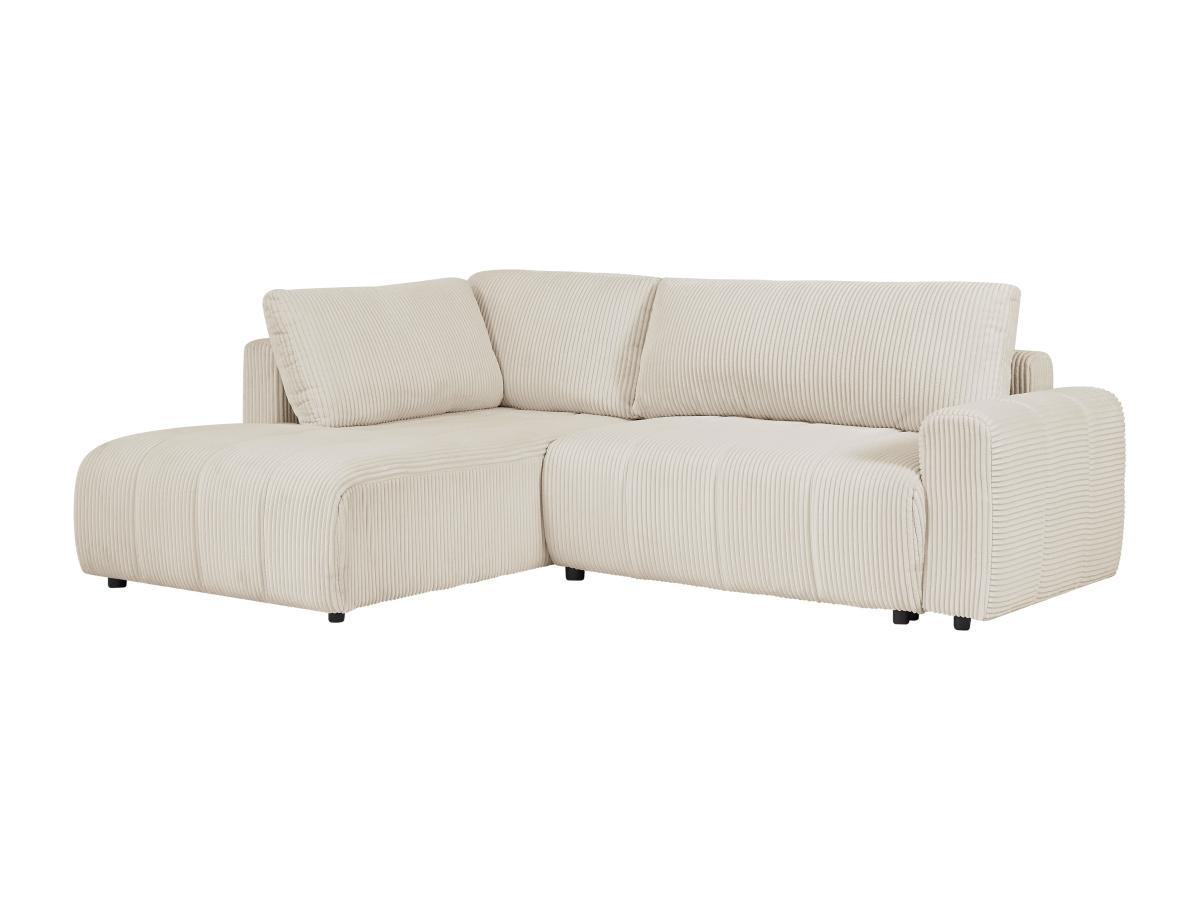 Vente-unique Ecksofa mit Schlaffunktion - Ecke links - Cord - Beige - RICIA  