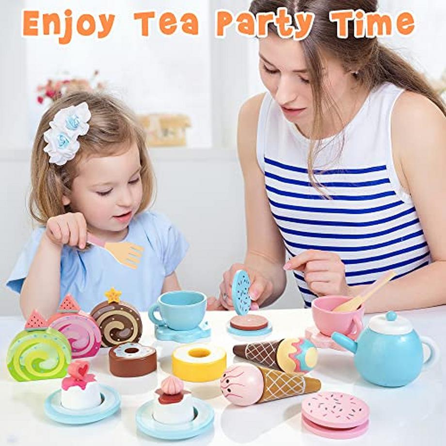 Activity-board  Kinder hölzerne Tee-Set 30 Stück Prinzessin Tea Party für Rollenspiel 