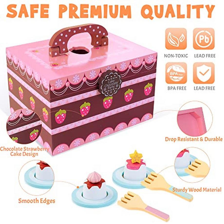 Activity-board  Kinder hölzerne Tee-Set 30 Stück Prinzessin Tea Party für Rollenspiel 
