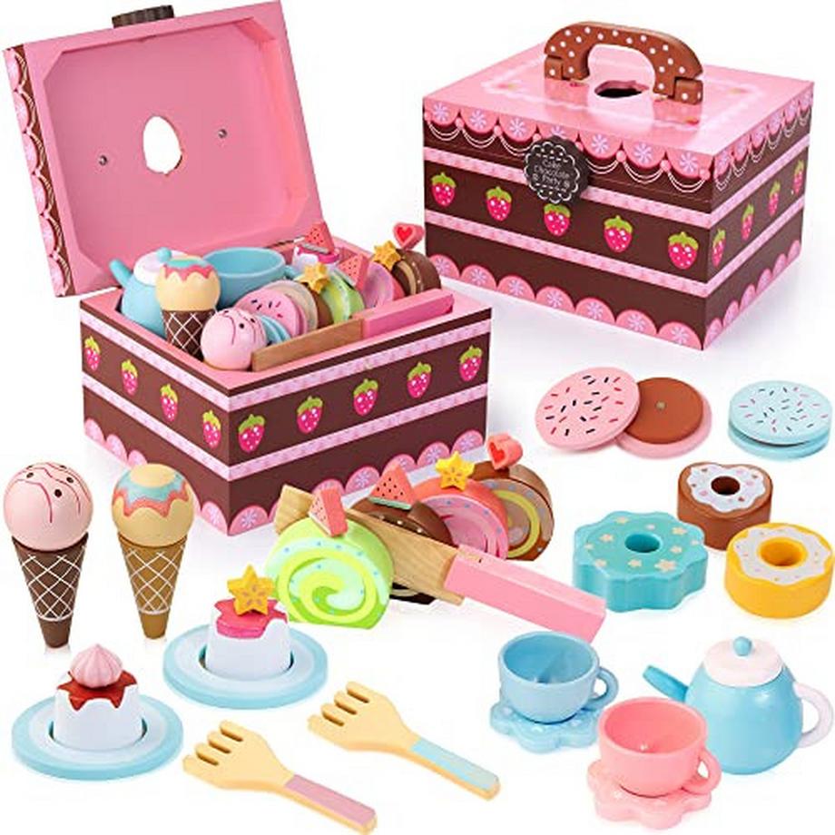 Kinder hölzerne Tee-Set 30 Stück Prinzessin Tea Party für Rollenspiel
