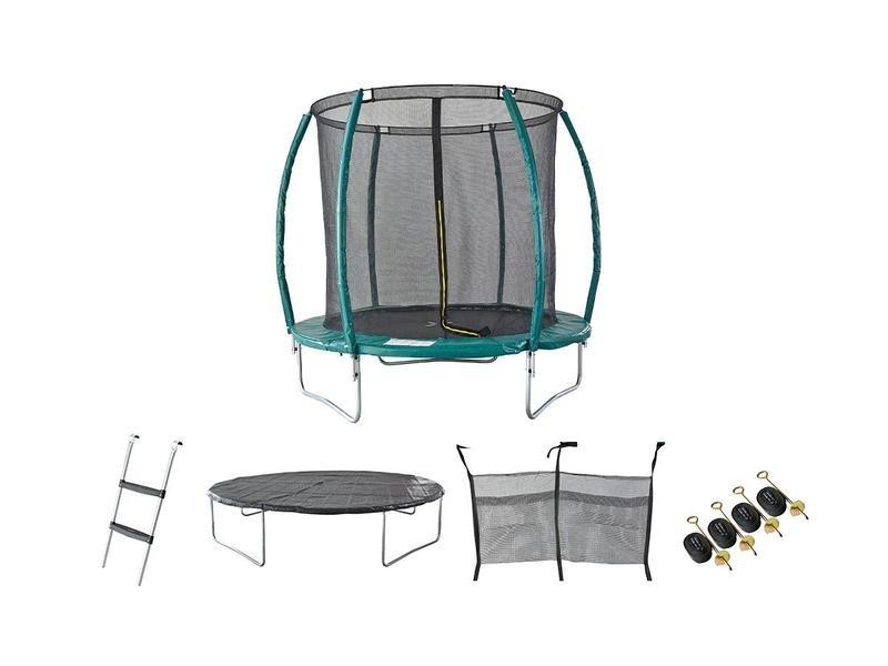 Vente-unique  Trampolino con rete di sicurezza interna scaletta rivestimento e kit di ancoraggio 2WALLABY 