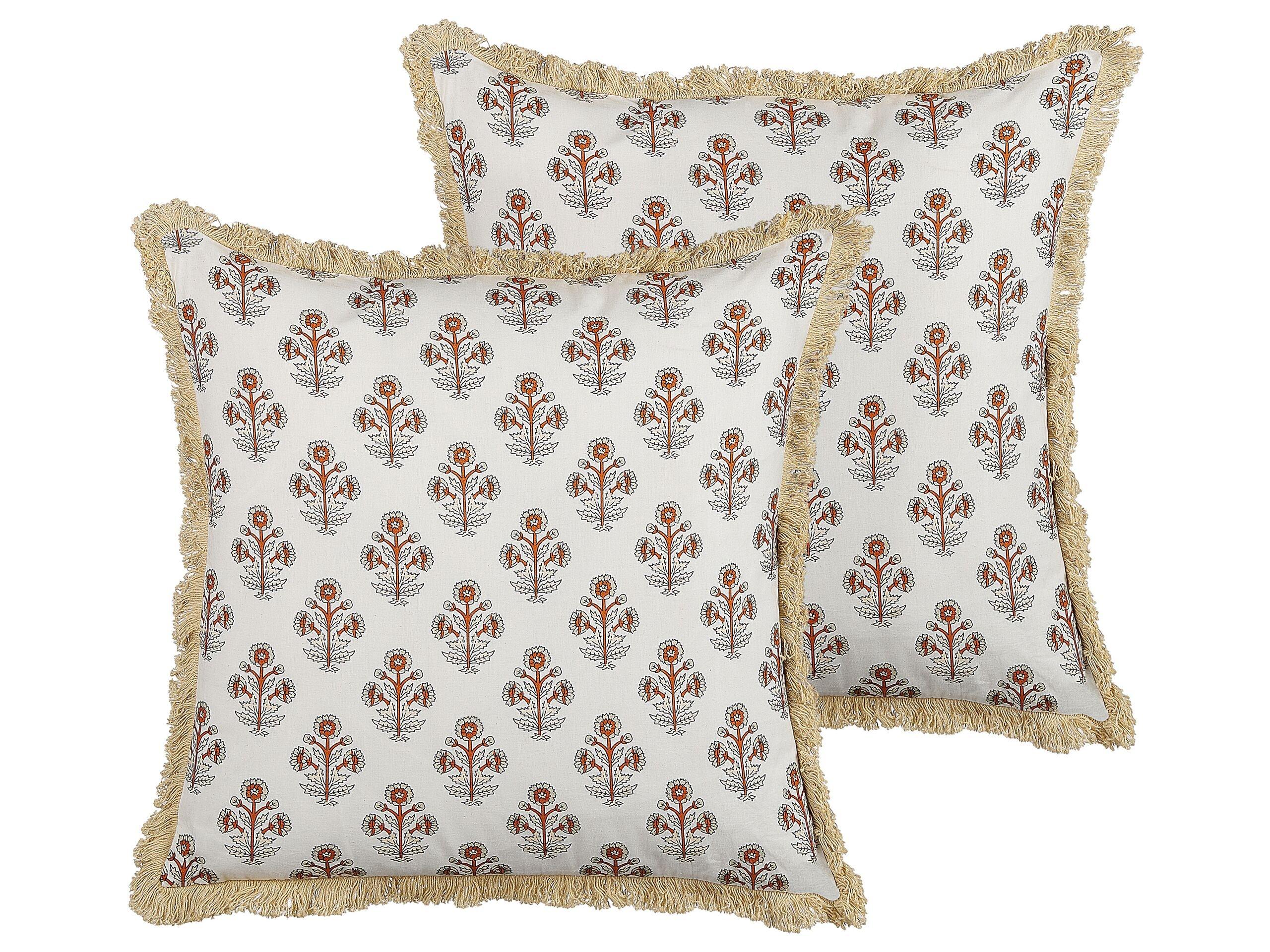 Beliani Lot de 2 coussins en Coton Traditionnel OMORIKA  