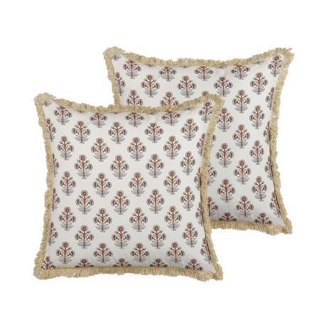 Beliani Lot de 2 coussins en Coton Traditionnel OMORIKA  