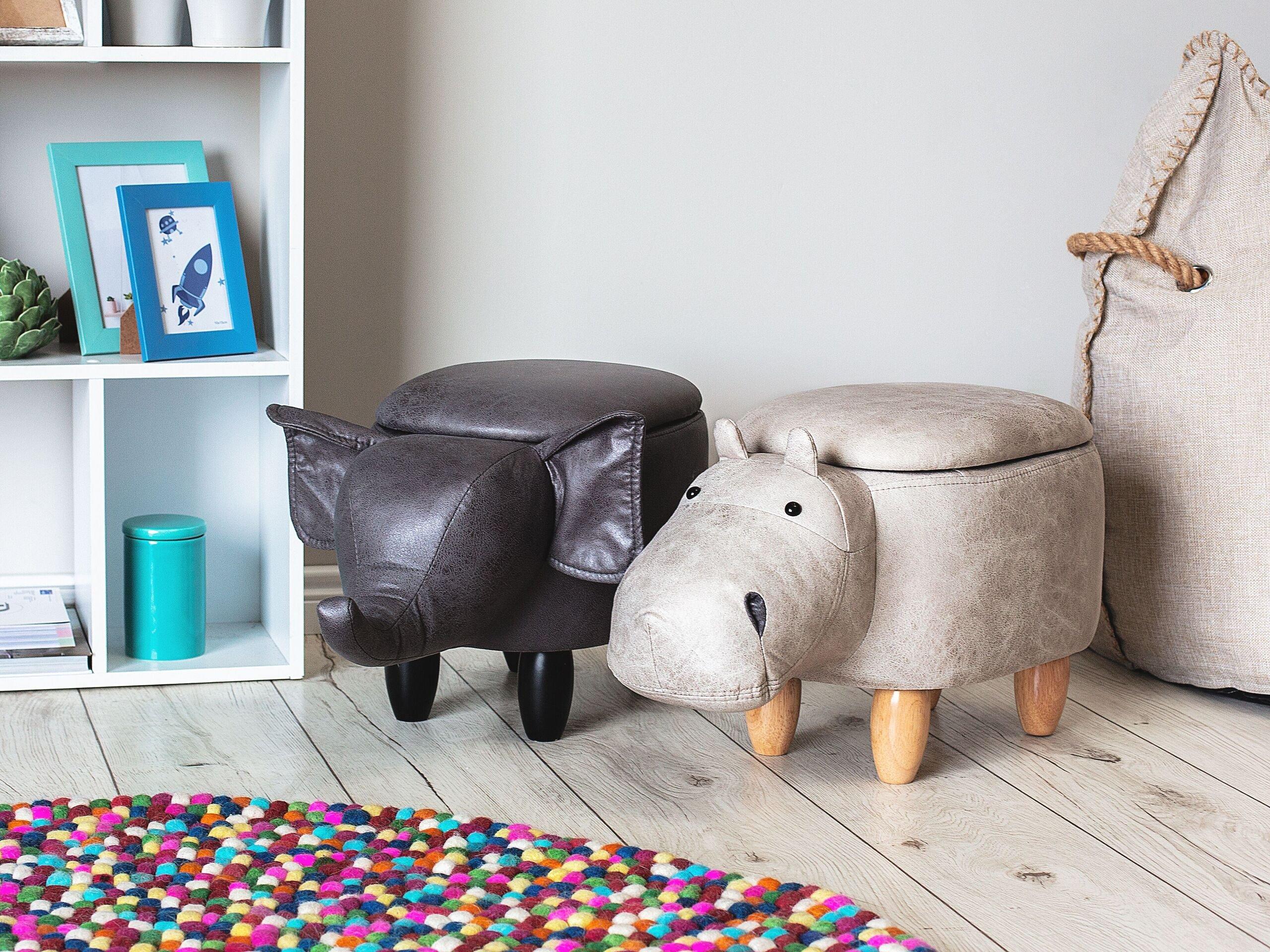 Beliani Hocker aus Kunstleder Modern HIPPO  